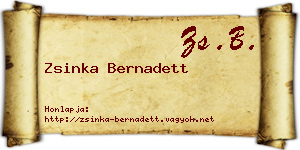 Zsinka Bernadett névjegykártya